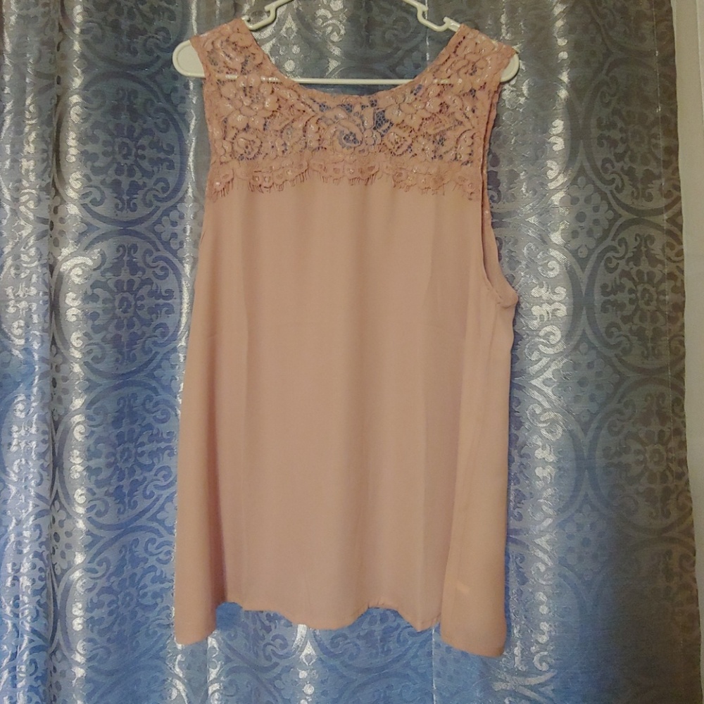 Pink Lace Neck Blouse